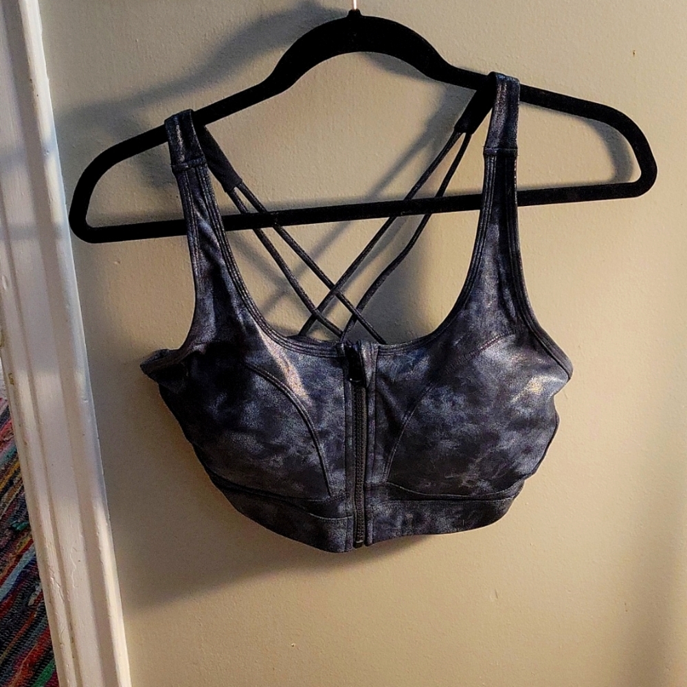 Zyia Grey Stonewashed Front Zipper Bra
